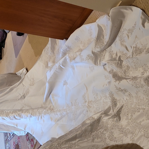 Wedding dress full chapel train 4 pcs beaded applique embroidery strapless - Picture 14 of 17